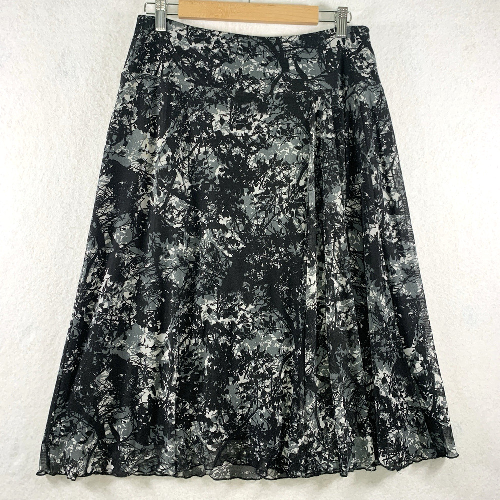 Womens Abstract Floral Mesh Midi Skirt Dark Romantic Fairy Grunge Office Church